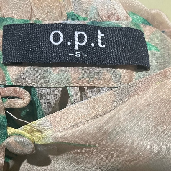 O.P.T. Cosmia Beige Floral Print Tiered Ruffled Midi Dress. Size Small - Picture 10 of 10